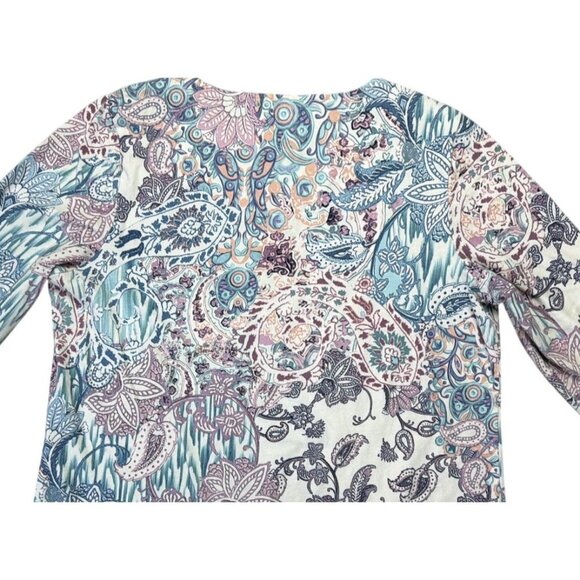 Chicos Women's Paisley Print 3/4 Sleeve Top Size L Multicolor - Picture 5 of 5